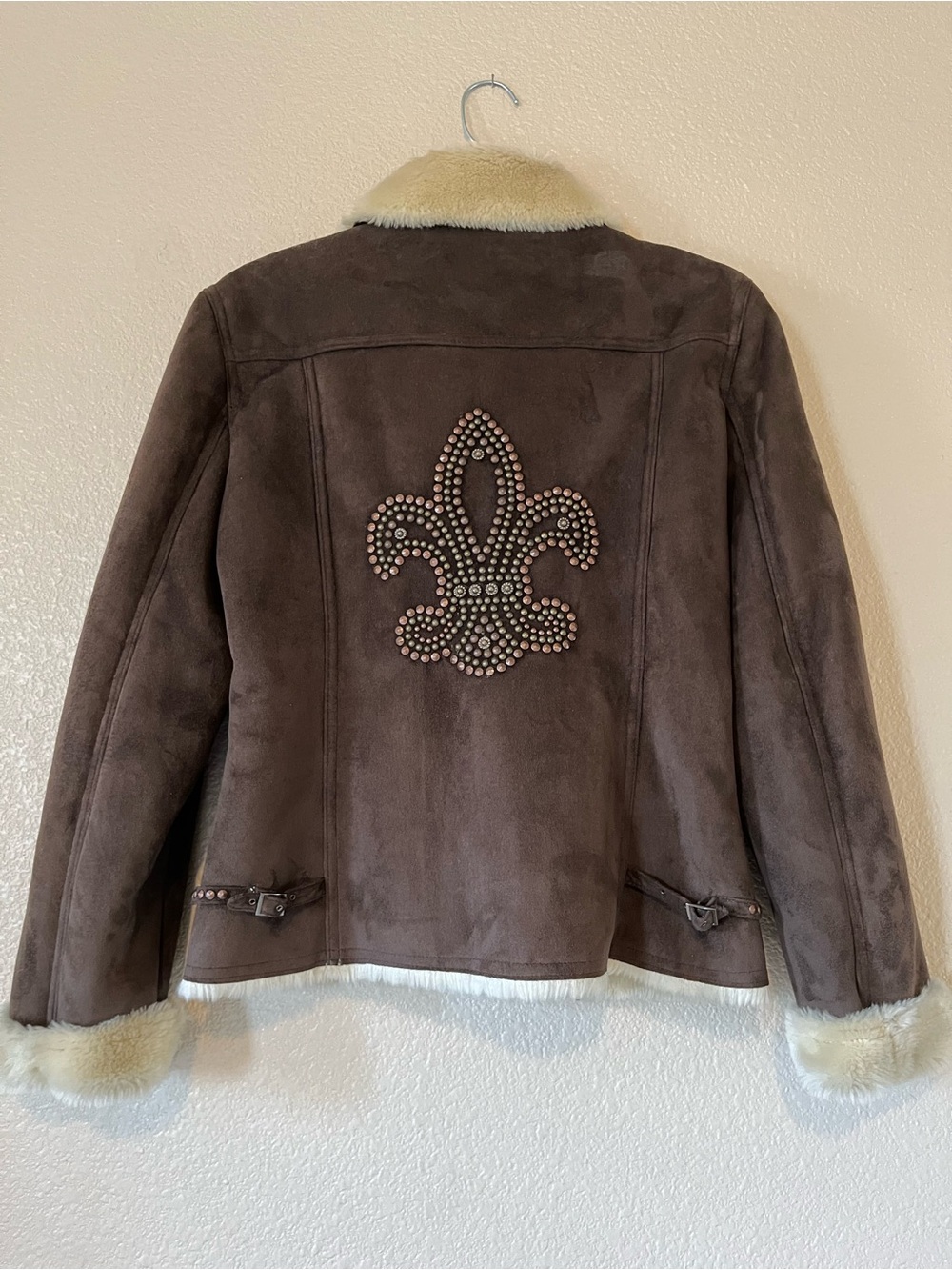 VINTAGE Bejeweled by Susan Fixel brown jacket. Faux fur and Swarovski crystals.